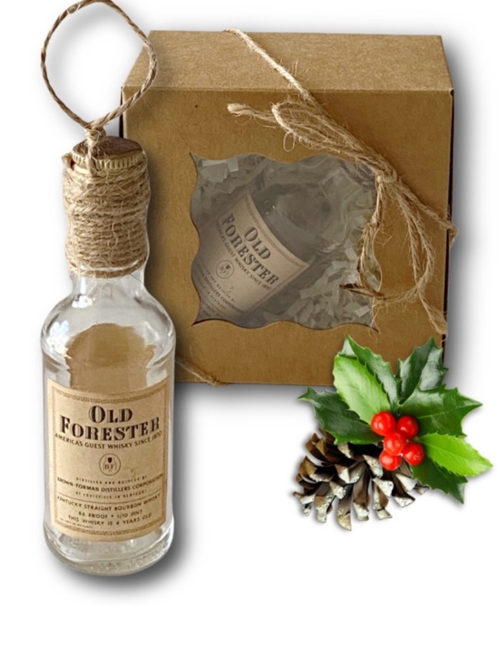 Old Forester Straight Bourbon Whisky Artisan Vintage Glass Bottle Ornament